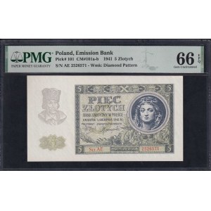 Poland, 5 Zlotych, 1941, Gem UNC 66 EPQ