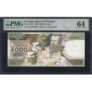 Portugal, 5000 Escudos, 1989, Choice UNC 64