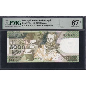 Portugal, 5000 Escudos, 1989, Superb Gem UNC 67 EPQ