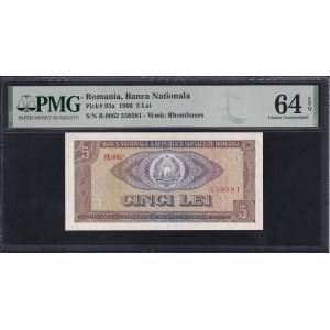 Rumunsko, 5 lei, 1966, Choice UNC 64 EPQ