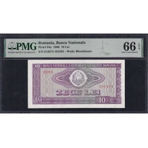 Romania, 10 Lei, 1966, Gem UNC 66 EPQ