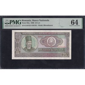 Romania, 25 Lei, 1966, Choice UNC 64