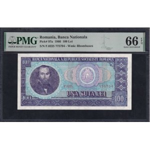 Roumanie, 100 Lei, 1966, Gem UNC 66 EPQ