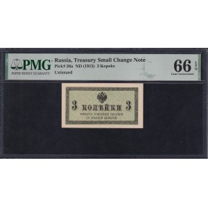 Rusko, 3 kopejky, 1915, Gem UNC 66 EPQ