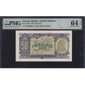 Albania, 50 Leke, 1957, Choice UNC 64 EPQ