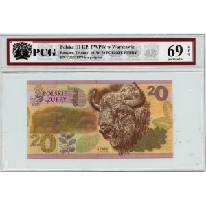 PWPW, Test banknote - 20 Polish Bison 2019 - PCG 69 EPQ