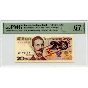 20 gold 1982, MODEL/SPECIMEN - A 0000000 No.0243 - PMG 67 EPQ, TOP POP