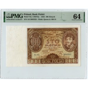 100 zloty 1932 - AS series - PMG 64