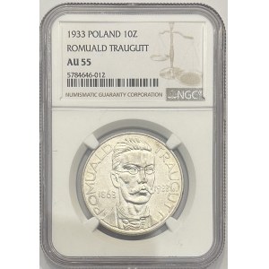 II RP, 10 zl 1933, Romuald Traugutt, NGC AU55