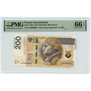 200 zloty 2015 - series AY 9080002 - PMG 66 EPQ