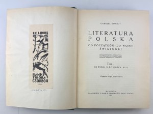 KORBUT Gabriel - Polish Literature from the Beginnings to the World War - Warsaw 1929 [complete].