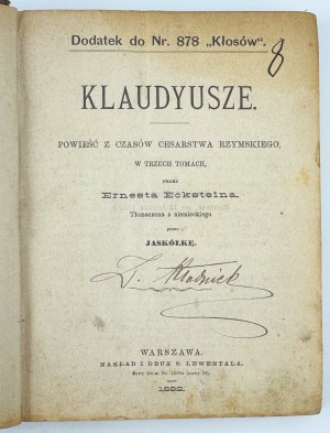 ECKSTEIN Ernest - Claudius - Warsaw 1882 [complete].