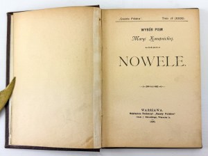 KONOPNICKA Maria - Nowele - Warsaw 1899
