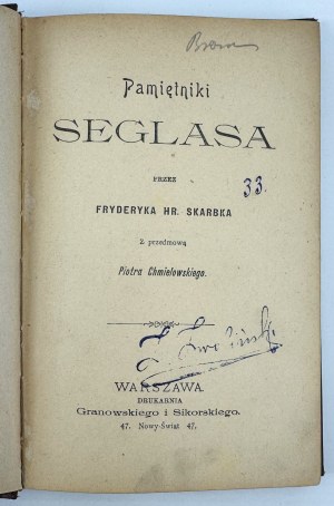 SKARBEK Fryderyk - Pamiętnik Seglasa - Warszawa 1898