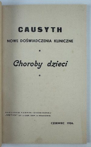 CHILDREN'S DISEASES - Causality Treatment - Krakow 1936