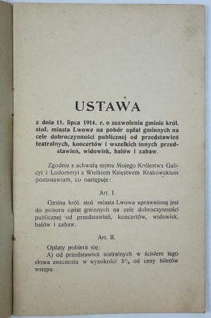 LEGISLATION on permission to collect fees for charity from performances, concerts - Lviv 1916