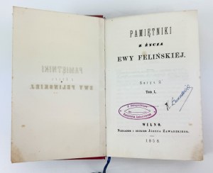 FELICIÑSKA Ewa - Memoirs from the life of Ewa Felińska - Vilnius 1858