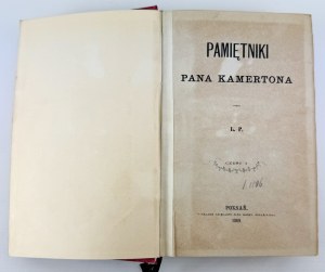 POTOCKI Leon - Pamiętnik Pana Kamertona - Poznań 1869 [komplet w trzech tomach]