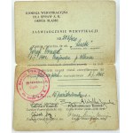 CERTIFICAT de vérification. Commission de liquidation des affaires de l'A.K. District de Silésie - 1945 [Armée de l'Intérieur, Zygmunta. Walter-Janke, Czesław Paproć-Gałecki, Ewald Oracz-Migula]
