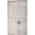 ZBIÓR pięciu dokumentów związanych z Olkuszem, Strzeniawą i Województwem Kaliskim - 1824 [pieczęcie Królestwa Polskiego]
