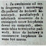 Okólnik - Gubernia Galicji - [Powody do budowania u cmentarzów użyte, od opłaty drogowego i mostowego są uwolnione] - Lwów 1828