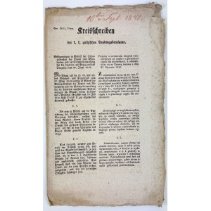 Okólnik - Gubernia Galicji - [Przepisy o uwolnieniu ubogich i nieobecnych na ustawę taxową] - Lwów 1840