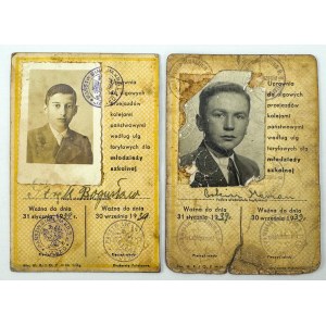 ZESTAW dwóch legitymacji szkolnych - Lubieszów i Jasło - 1939 [kresy]