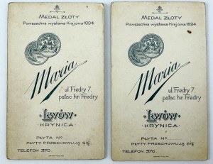 FOTOGRAFIA kartonikowa CDV - Zestaw dwóch fotografii - Atelie Maria Lwów