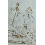 DUDA-GRACZ Jerzy - Sketch of the painting "Dream of a boy" [pen].