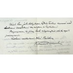 DMOWSKI Roman - Letter to the publisher of "Pisma" by Antoni Gmachowski - Warsaw 1937