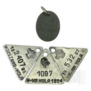 People's Republic of Poland, Warsaw - Four Aluminum Badge Pendants for Dogs