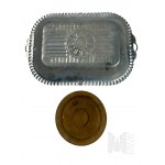 Wooden Ashtray and Metal Tray.