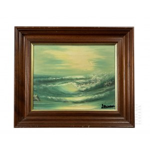 Artiste inconnu (20e siècle) - Peinture Vent d'ouest mousseux chassant les vagues, Huile sur toile