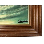 Artiste inconnu (20e siècle) - Peinture Vent d'ouest mousseux chassant les vagues, Huile sur toile