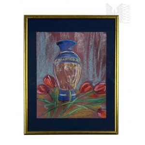 J. Badziura (XX/XXI century) - Still Life Painting with Tulips, Dry Pastel on Paper