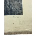 A. Głowacka (?) - Obraz Wnętrz Jaskini Stalagmity i Stalaktyty, Tusz na Papierze