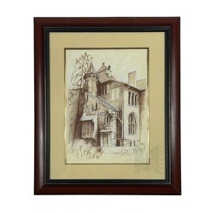 Milena Romanowska (XXI w.) - Obraz Willa przy Wólczańskiej 31/33 (Łódź); Tusz, Pastel (?) na Papierze*