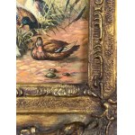 Based on Hubert Kaplan (20th century) - Painting of a Duck in a Pond; Signature Hunt Oil on Board