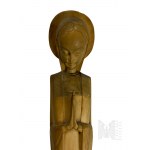 Drewniana Rzeźbiona Figurka Matki Boskiej w stylu Sztuki Zakopiańskiej