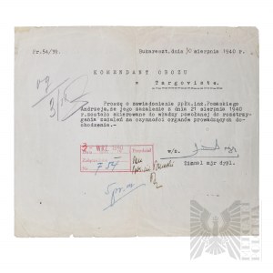 II WŚ Dokument Bukareszt Internowanie? 1940 r