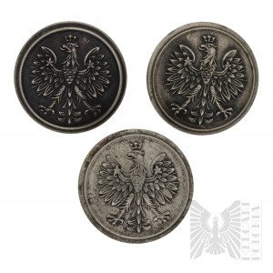II RP Trois boutons wz.28 - Grabski Łódź (25mm)
