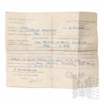 PSZnZ Zestaw Dokumentów z Polskiego Obozu Repatriacyjnego Władysław Kowalski Łódź