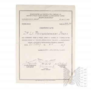 PSZnZ Certificate of Completion of Training in Training Camp Kosciuszko Guard Companies.