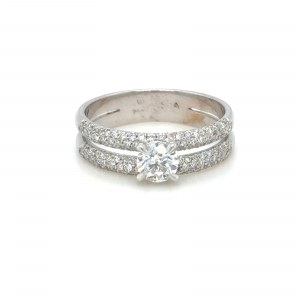 18K WHITE GOLD RING - 4.10 GR WITH DIAMONDS - DH-R771