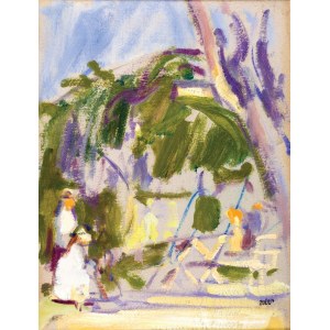Wojciech WEISS, RODINA POD SADOM. POPOLUDŇAJŠÍ ČAJ V KALVÁRSKOM SADE, 1909