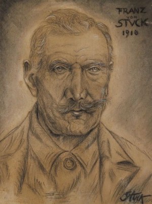 Franz VON STUCK, przypisywany 1863 Tettenweiss - 1928 Monachium PORTRET STARSZEGO MĘŻCZYZNY Z WĄSAMI, 1910