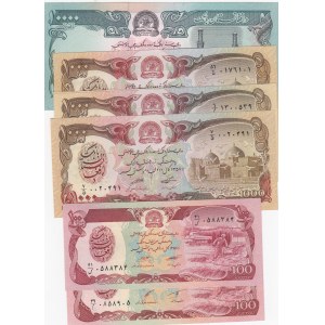 Afghanistan, 100 afghanis (2), 1000 Afghanis (4) and 10.000 Afghanis, UNC, (Total 7 banknotes)