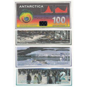 Antarctica, 2 Dollars, 5 Dollars, 50 Dollars and 1000 Dollars, 1996-2001, UNC, (Total 4 banknotes)