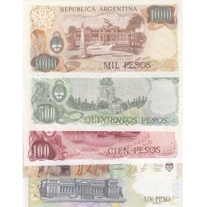 Argentina, 1 Peso, 10 Pesos, 100 Pesos, 500 Pesos and 1000 Pesos, 1976-2016, UNC, (Total 5 banknotes)