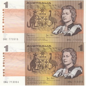 Australia, 1 Dollar, 1983, UNC, p42d, (Total 2 banknotes)